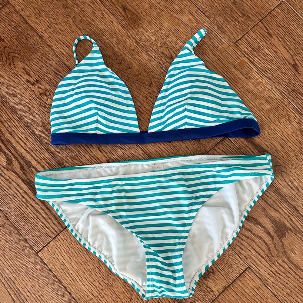 Striped two piece swimsuit